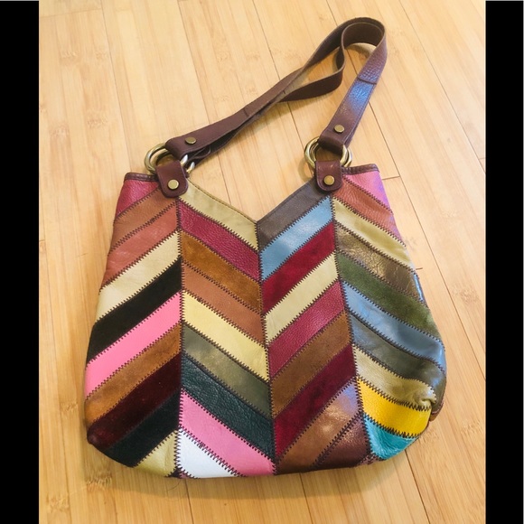 Lucky Brand Handbags - 100% Leather Patchwork Shoulder Bag